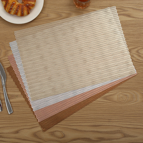 pvc bronzing hollow placemat insulation dining room decorative round placemat simple rectangular wheat ear woven table mat