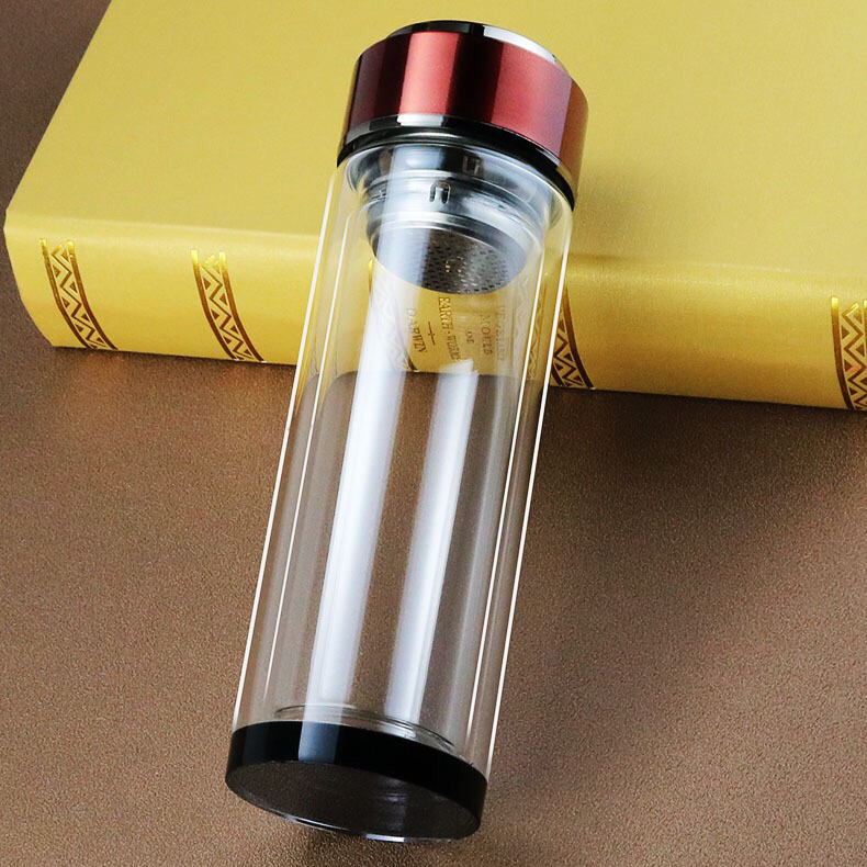 高硼硅双层玻璃杯透明广告促销玻璃水杯定制耐热茶杯印字定制lo