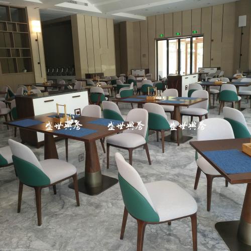 Hangzhou Resort Hotel Buffet Restaurant Dining Table and Chair Customized Star Hotel Breakfast Restaurant Solid Wood Chair Western Restaurant Chair