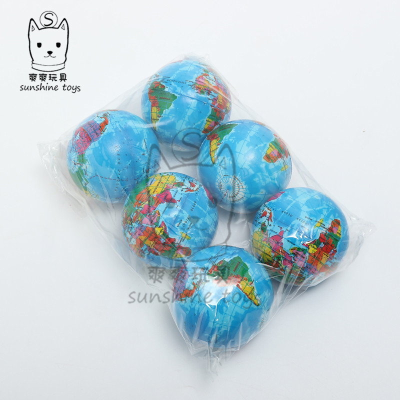 10cmPU地球仪海绵发泡全印球学校儿童教学压力厂家直供跨境玩具球