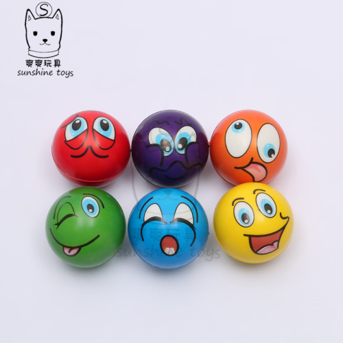 0cm Pu Ball Vent Sponge Ball Foaming Pressure Children‘s Toy Ball Expression Wholesale Expression Emoji Smiley 