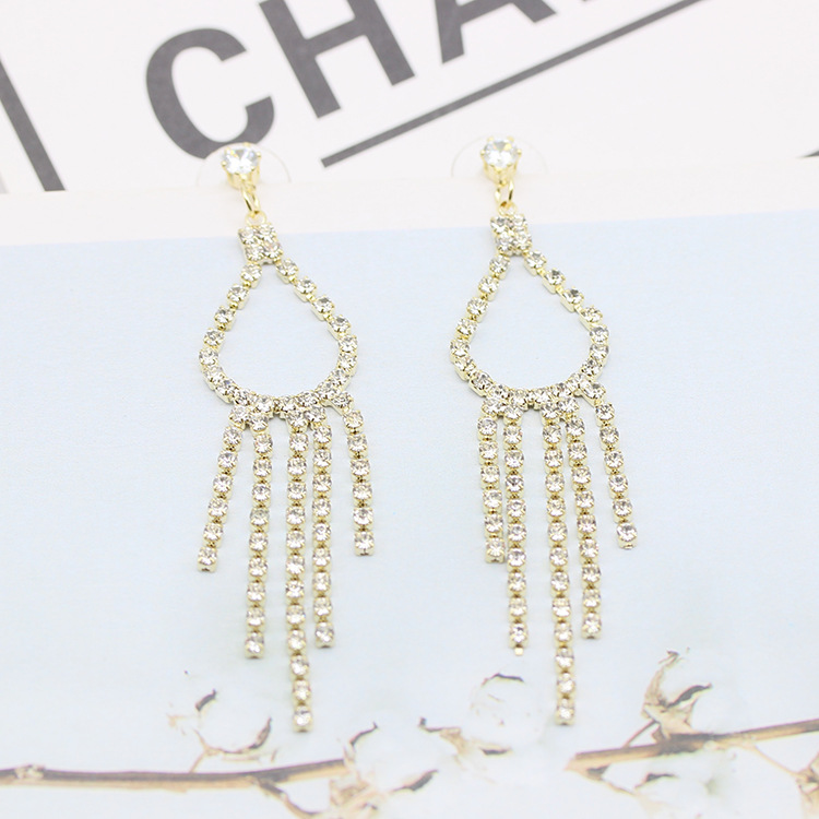 S925银针韩版耳饰超仙镶钻耳环网红耳坠个性百搭圆脸水滴流苏耳钉