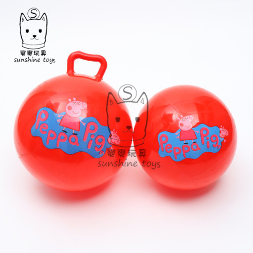 Thickened Pig Qipei Labeling PVC Inflatable Ball Cartoon Stall Small Ball Children‘s Toy with Handle Manufacturer 