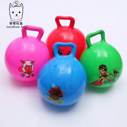 -Inch Small Handle Ball Children‘s Grasping Toy Cartoon Pattern PVC Inflatable Ball Sheepskin Ball Factory Wholesale 