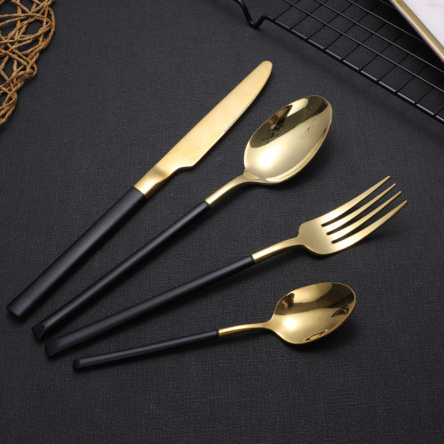 304 Knight Stainless Steel Knife， Fork and Spoon Four-Piece Hotel Supplies Gold-Plated Nordic Western Food Steak Knife Coffee Spoon Fork