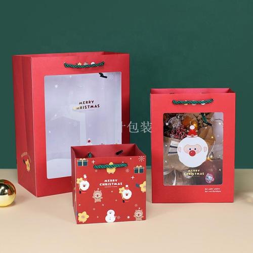 Wholesale Custom Christmas Gift Bag Paper Bag Packaging Bag Pp Window 4 Sizes Free Design