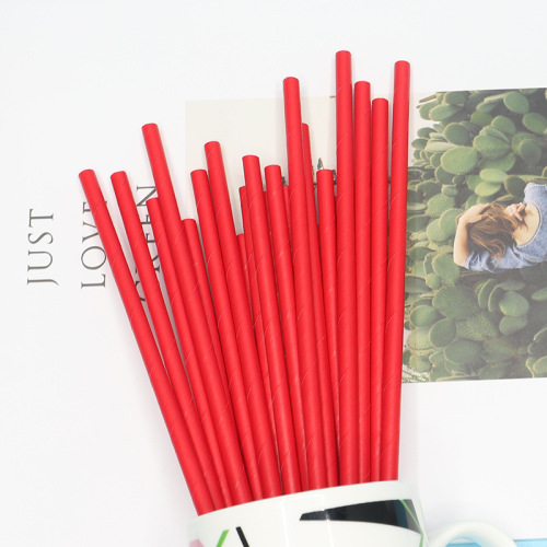 Solid Color Degradation Kraft Paper Drink Decoration Cartoon Wedding Party Juice Birthday Disposable Independent Packaging Straw