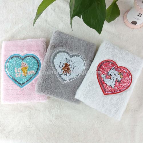 factory direct a5 plush sequin stickers notebook embroidery fur book decompression handmade album mixed color