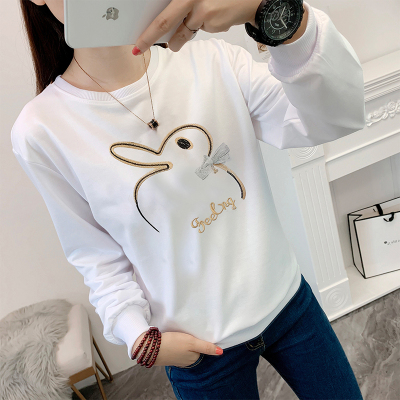 Female students embroidered hoodie Korean version of loose 2020 autumn cotton with new long-sleeved versatile cover head