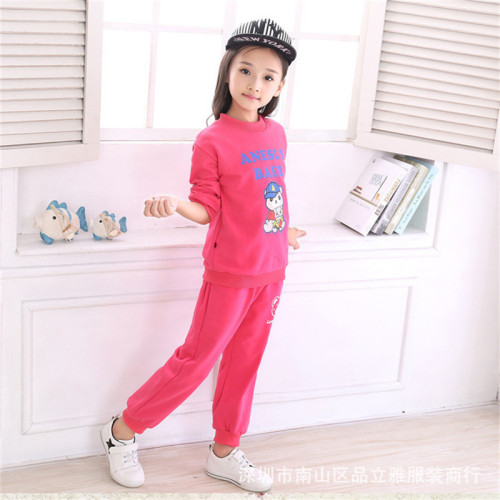 manufacturer‘s foreign trade children‘s clothing 2020 autumn and winter fleece-lined children‘s two-piece korean-style fashionable children‘s sweater suit stall supply