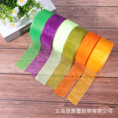 supply 4cm snow yarn ribbon transparent ribbon ribbon organza ribbon ornament diy gift packing tape wholesale