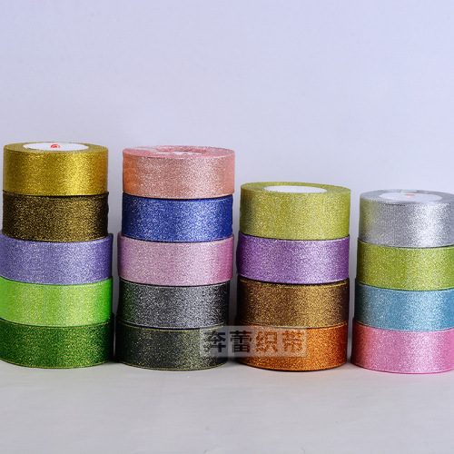 Factory Direct Sales 4cm Wide Lurex Ribbon Gift Packaging Ribbon Candy Box Decoration Braid Flowers Packaging Tape