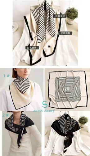 0*90 Korean Style Popular Square Scarf Twill Satin Chinese Square Scarf 
