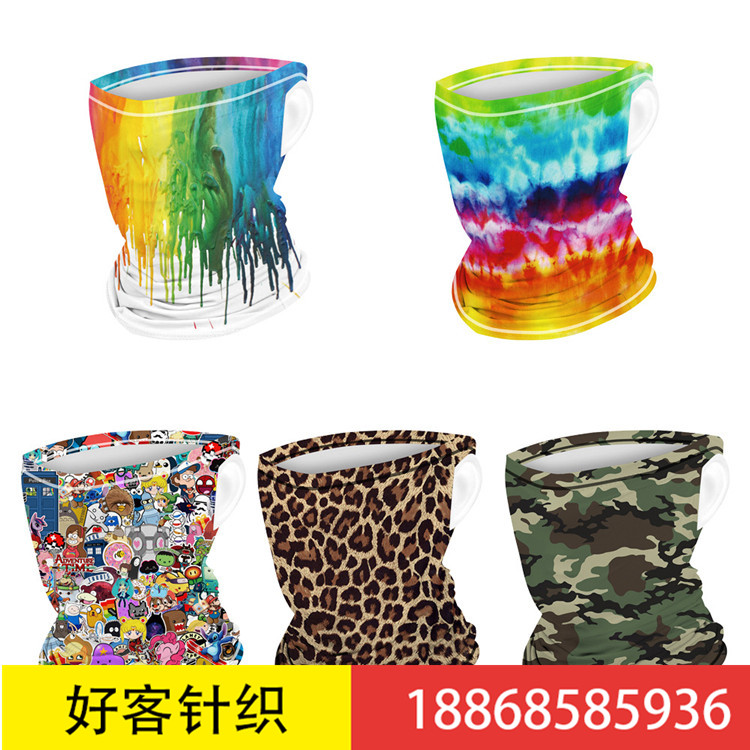 亚马逊新品数码印花夏季户外运动防晒面罩多用途冰丝头巾发带围脖