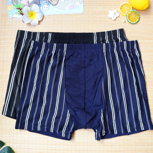 Men‘s Underwear Extra Large Fat Guy Blue and White Striped Cotton Fabric Boxer Shorts Breathable and Loose Comfortable Big Boxers
