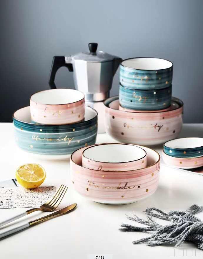 手绘真金波点餐具