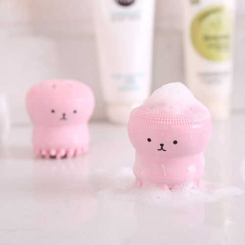 silicone wash brush bubbler small octopus bubbler facial cleanser cartoon cute cleaning brush manual cleansing brush