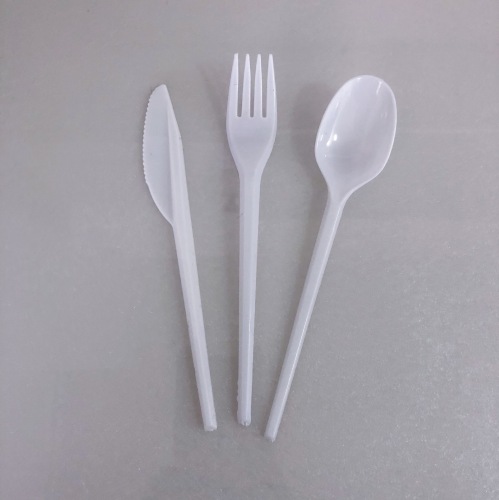 factory direct wholesale disposable plastic tableware white transparent knife， fork and spoon ps pp material middle east thin handle
