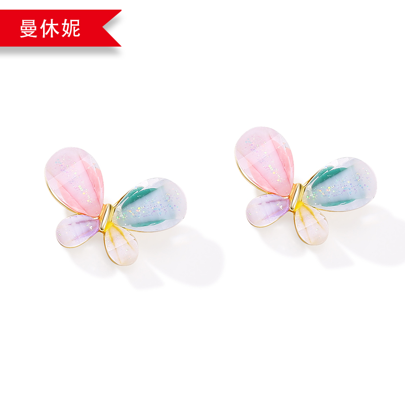 925银针蝴蝶耳钉耳环小花朵耳环韩版小清晰耳坠厂家直销批发耳钉