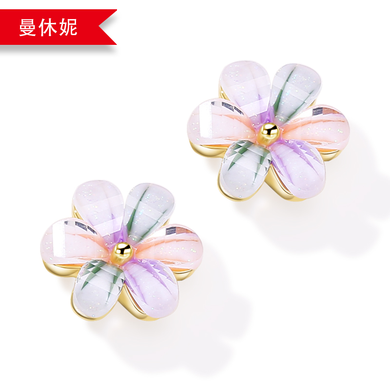 彩色蝴蝶耳环耳坠925银针花花小清晰耳环耳钉厂家直销批发耳环