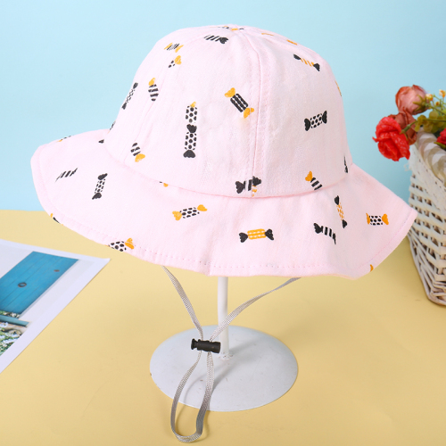 korean style cotton skin-friendly children‘s bucket hat bow bucket hat sun hat peaked cap outdoor sun hat