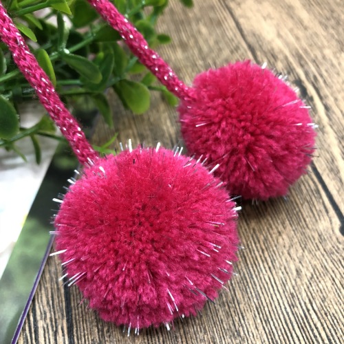 manufacturers supply polyester cashmere fur ball with rope silver wire hair ball customization diy scarf hat hair ball