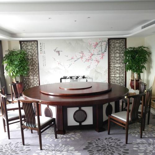 Wuhan International Hotel Box Solid Wood Electric Dining Table Hotel Restaurant Chinese Modern Electric Remote Control Large round Table