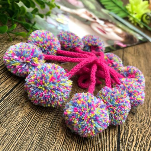 Manufacturers Supply 3cm Cashmere Acrylic with Tail Fur Ball Colorful Pattern Fur Ball Mixed Color Fur Ball Customization 