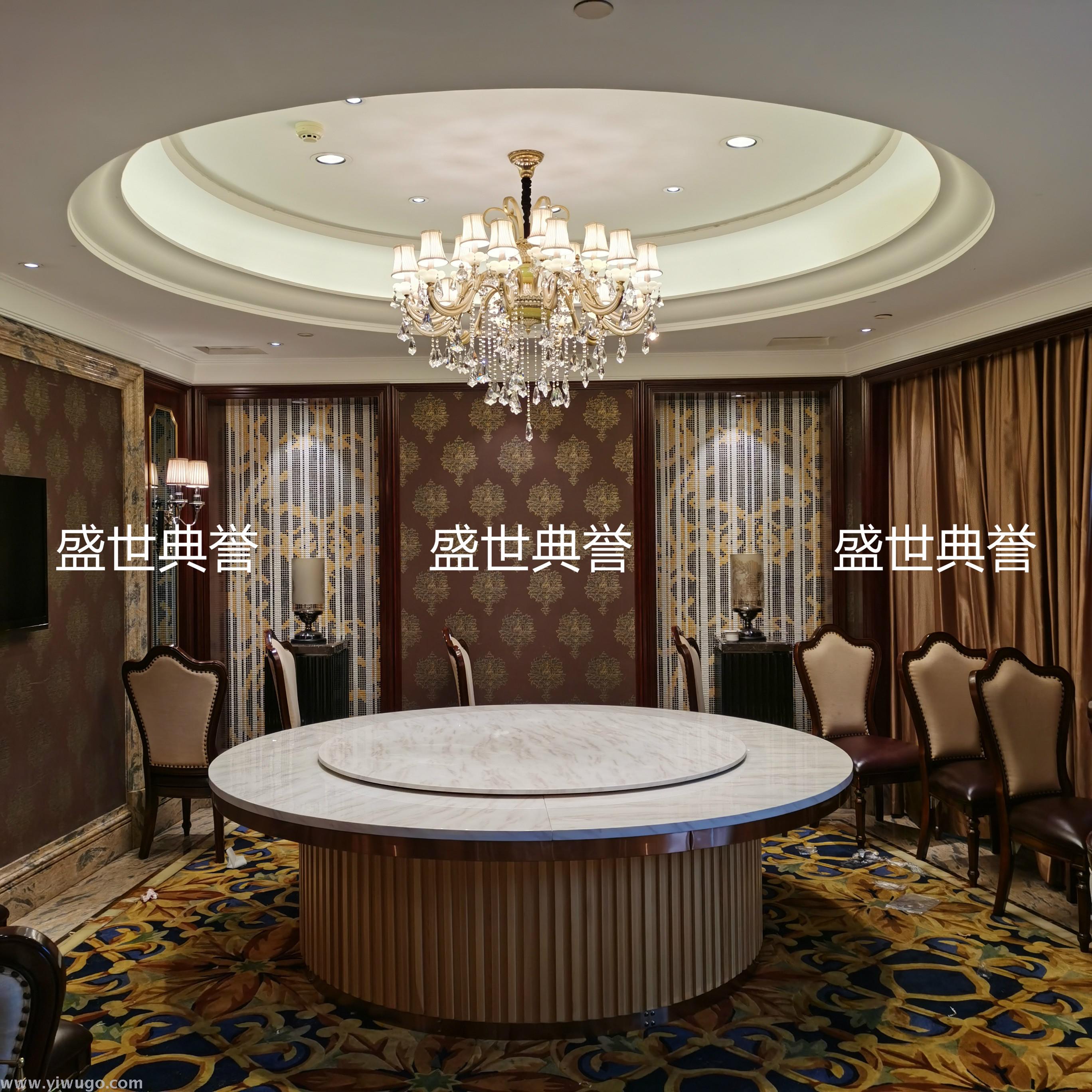 山东德州酒店包厢大理石电动餐桌饭店欧式自动转盘20人餐桌大圆桌