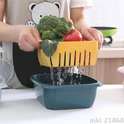 Kitchen Drain Basket Three-Piece Set, Fruit Cleaning Basket, Fruit Basket, Vegetable Basket Multi-Functional Plastic Basket