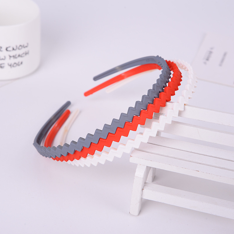 橡皮漆环保塑料头箍韩版糖果色简约百搭斜条波浪发箍厂家批发