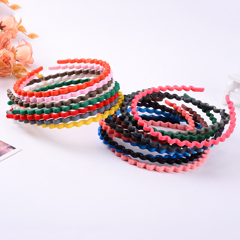 热销韩版磨砂糖果色塑料波浪发箍 简约方便面头箍 2元店货源批发
