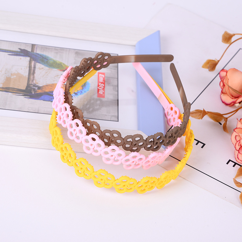 厂家直销ABS塑料头箍混色时尚梅花橡皮树脂发箍2元店货源批发