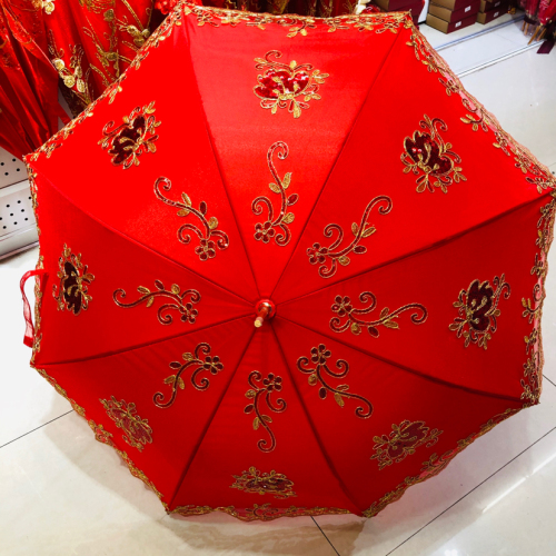 Red High-End Wedding Embroidered Umbrella