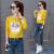 Autumn/winternew hoodie women's long-sleeved Korean version of round neck T-shirt loose short versatile cover head Ins 