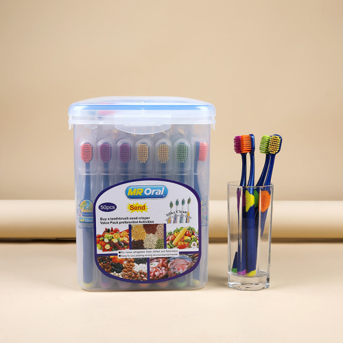 adult soft bristle wide head toothbrush family set unisex fine soft 50 barrel toothbrush manufacturers wholesale
