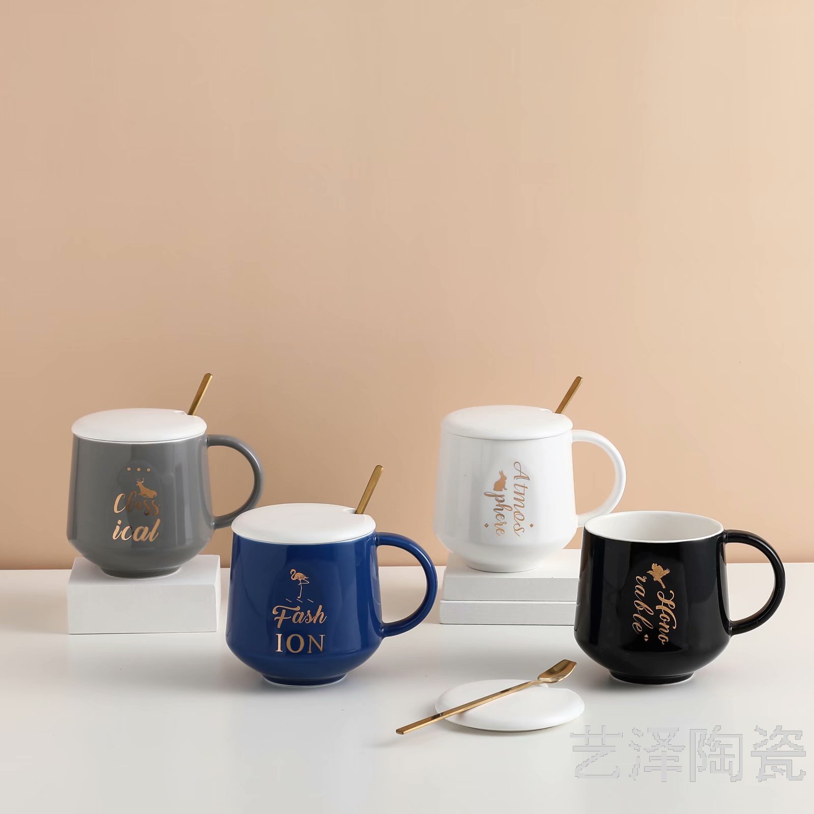 简约色釉陶瓷杯北欧风马克杯时尚水杯