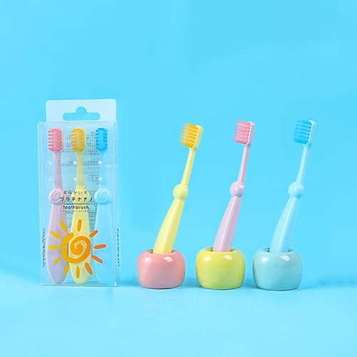 customizable children‘s toothbrush 3 pack 3-14 years old macaron baby ultra-fine soft-bristle toothbrush factory direct sales