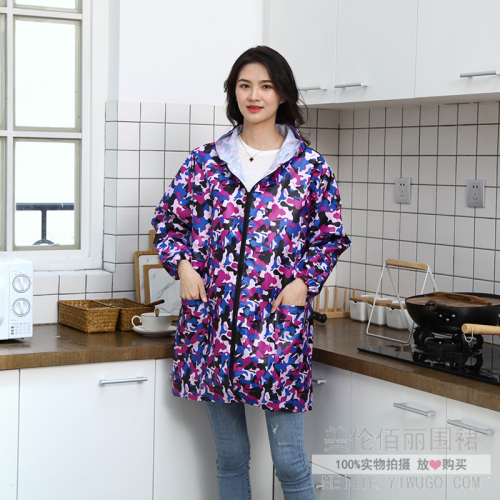 Adult Kitchen Overcoat Waterproof Women‘s Spring and Autumn Apron Long Sleeve Oil-Proof Overalls Coat Thin