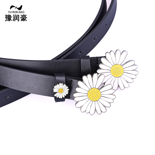 runhao online celebrity daisy flower decorative belt female student fashion dress jeans women‘s thin belt