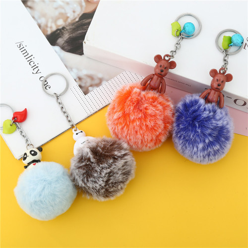 customizable rabbit fur ball pendant imitation rabbit fur keychain mobile phone pendant accessories