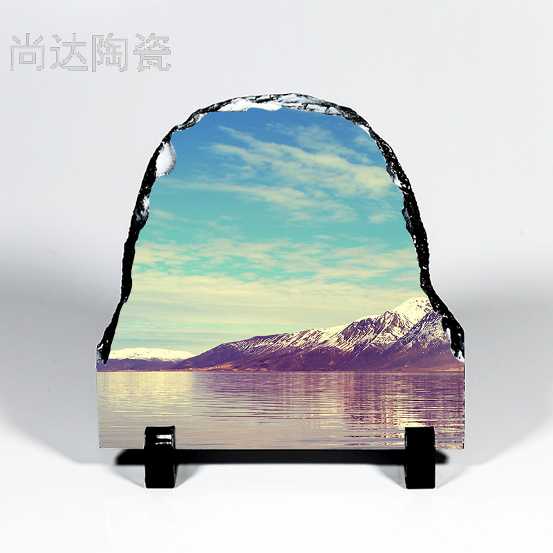 热转印半圆形石版画20*20CM可定制图片岩石画