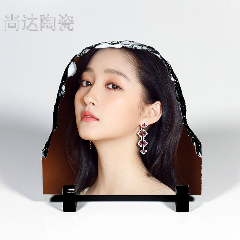 热转印半圆形石版画15*15CM可定制图片岩石画