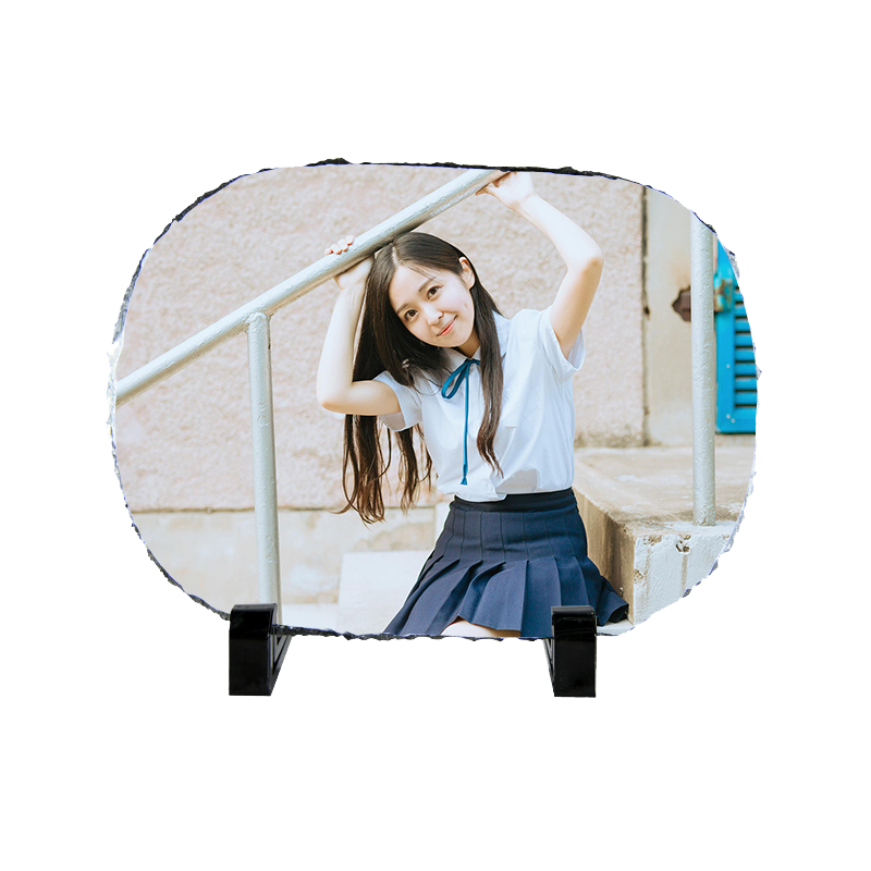 热转印椭圆形石版画15*20CM可定制图片岩石画