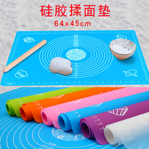 4 * 45cm Silicone Kneading Mat with Scale Silicone Chopping Board Non-Slip Baking Tool High Temperature Resistant Oven Mat 