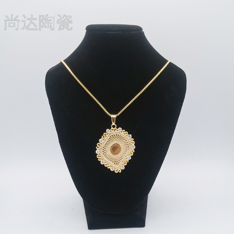 热转印叶子形项链金色银色可定制logo