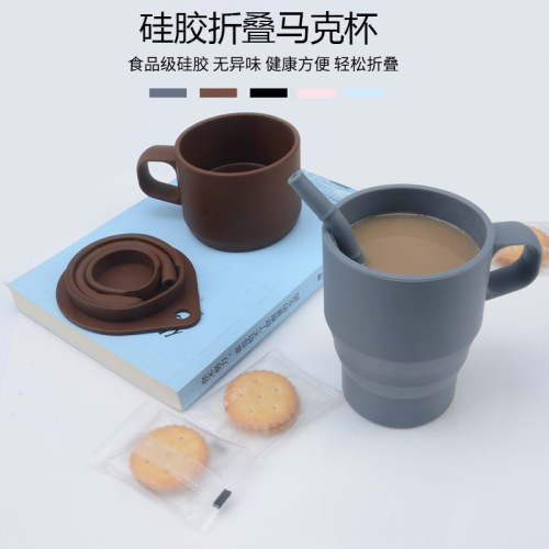 silicone mug silicone folding mug with lid portable straw coffee cup silicone retractable coffee cup