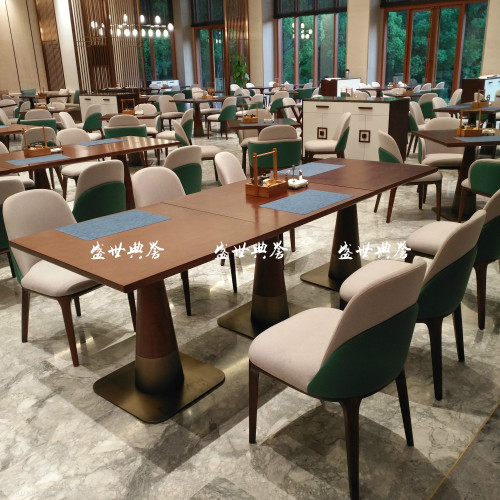 guilin resort western restaurant dining table and chair restaurant buffet restaurant solid wood chair hotel breakfast chair light luxury chair