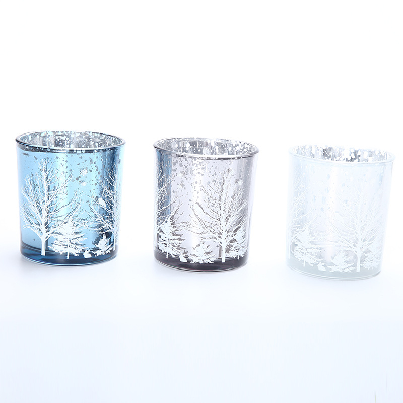 Glass candlestick electroplating laser cup candle cup electroplating silver cup Winter series