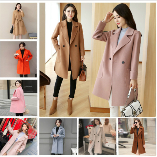Middle-Aged and Elderly Foreign Trade Special Woolen Women‘s Coat Stock Tail Goods Women‘s Clothing double Woolen Coat Packaging Stall Direct Sales 